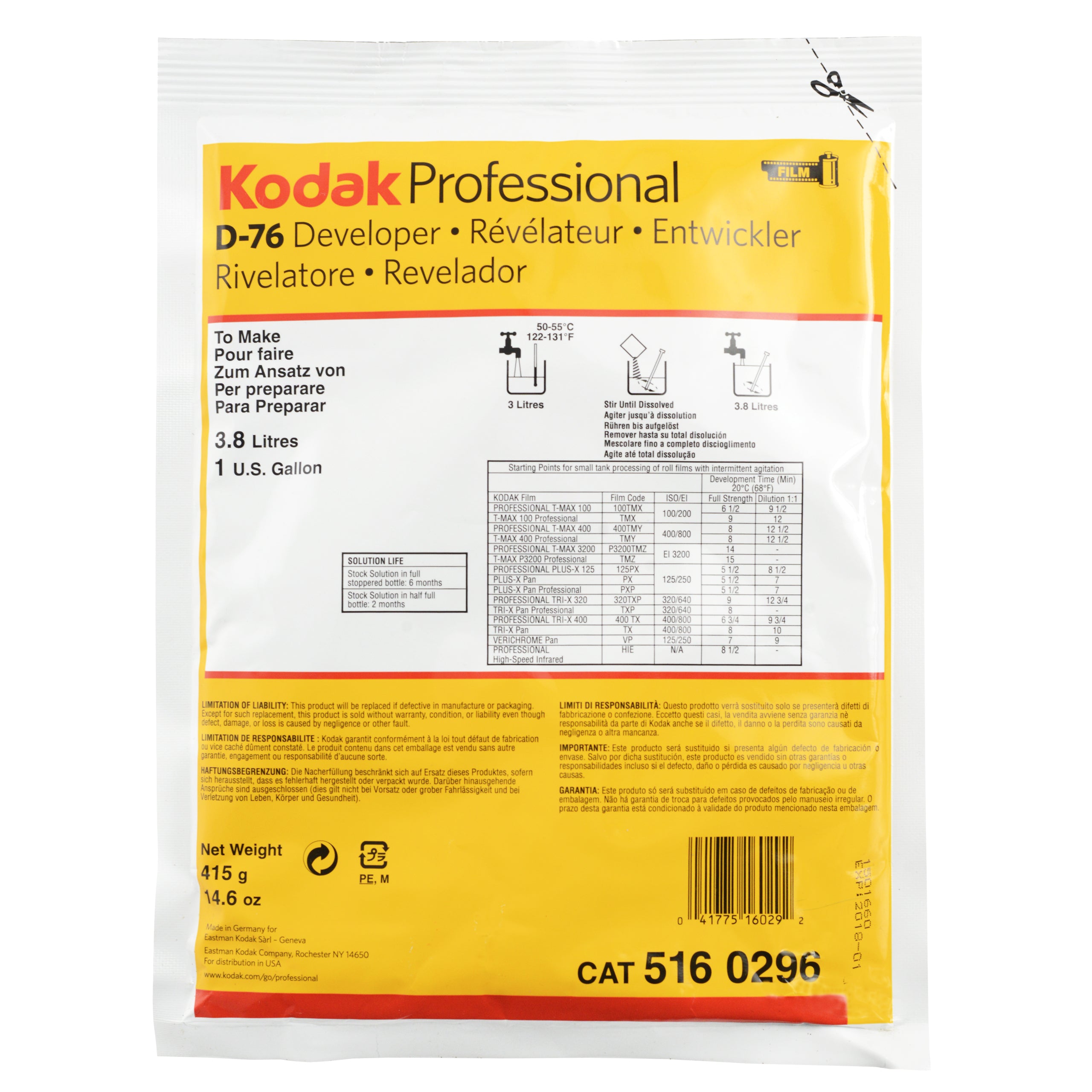 Kodak D76 Black & White Developer (Makes 3.8L)