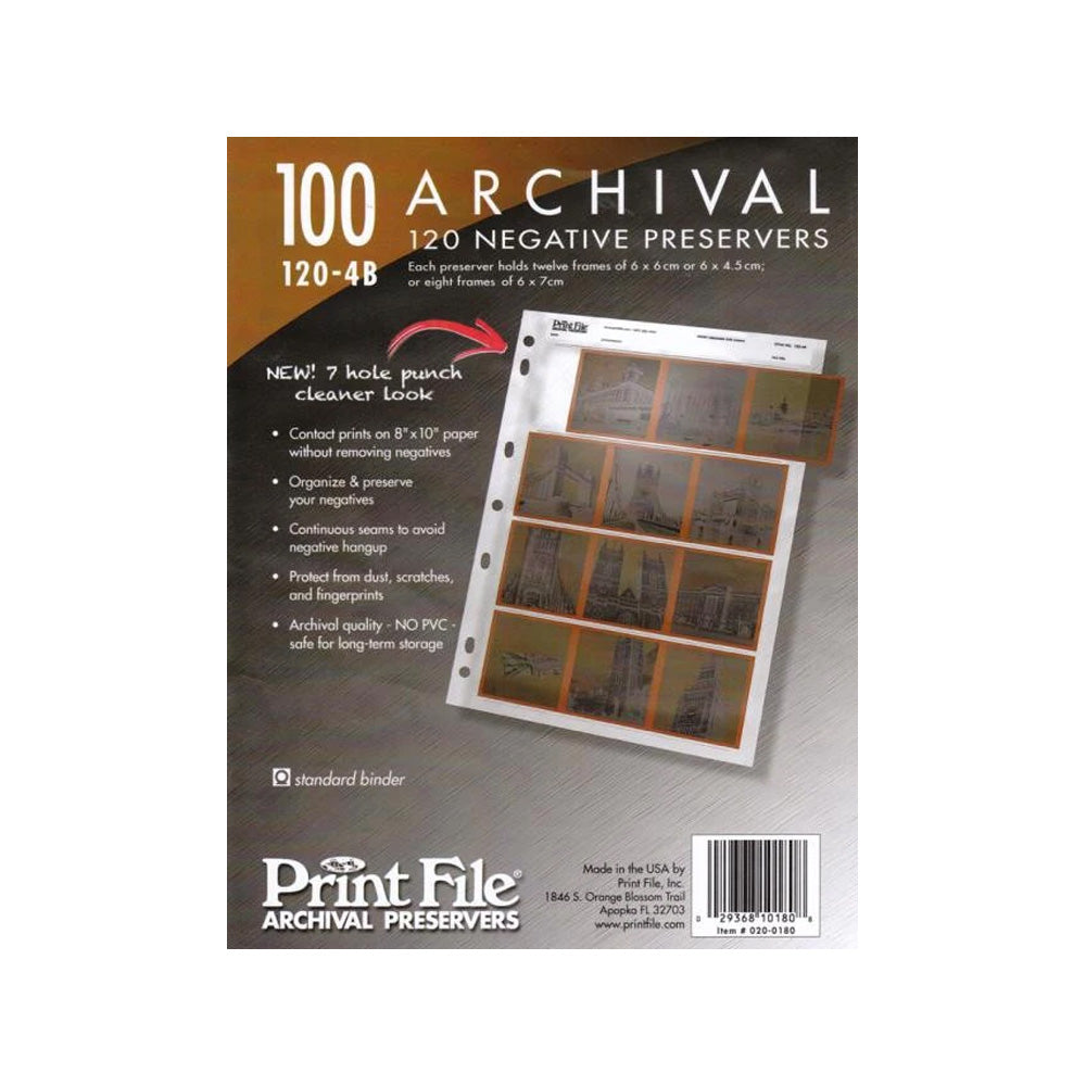 PrintFile 120-4B Negative Sleeves 120 Film - 100 Pack