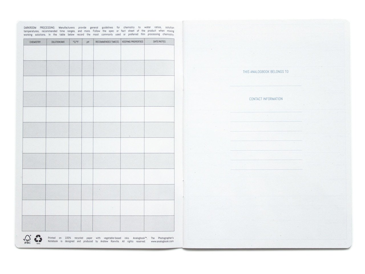 Analogbook Notebook - Darkroom Processing